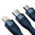 Фото #4 товара 3w1 Kabel przewód do szybkiego ładowania USB-A do USB-C microUSB Lightning 66W 480Mb/s 1.2m niebieski