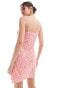 Vero Moda cami mini dress with split in pink floral print розовый цветочек, XS - EU 34 - фото #2