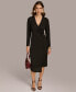 ფოტო #1 პროდუქტის Women's Faux-Wrap Hardware Midi Dress