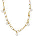 ფოტო #1 პროდუქტის Cultured Freshwater Pearl (7 - 7-1/2mm) Paperclip Link 18" Collar Necklace in 14k Gold-Plated Sterling Silver