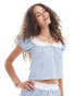 Reclaimed Vintage off the shoulder top in blue gingham Бело-синий, 38 - фото #1