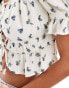 New Look sweetheart neck crop top in white ditsy print