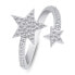 Sparkling silver open ring with zircons RI076W