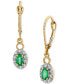 ფოტო #3 პროდუქტის Emerald (1/2 ct. t.w.) & Diamond (1/5 ct. t.w.) Halo Drop Earrings in 14k Gold