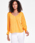 Фото #1 товара Women's Pleated V-Neck Blouse, Created for Macy's