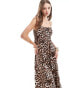 Vero Moda smocked bust maxi dress in leopard print