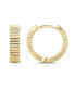 Фото #3 товара 14K Gold Ribbed Hoop Earrings