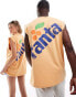 ASOS DESIGN unisex oversized license vest with fanta logo in washed orange