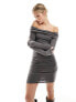 Фото #1 товара Bershka fold over ruched mini dress in charcoal