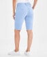 Фото #2 товара Petite Raw-Edge Mid-Rise Bermuda Shorts, Created for Macy's