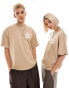 Vans circle logo loose fit back print t-shirt in tan Бежевый, 2XL - фото #1