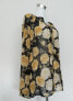 Charter Club Women's Printed Floral Split Neck Blouse Black Yellow XL