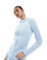 Fashionkilla knitted zip through hoodie jumper co-ord in light blue BLAU, 38 - фото #1