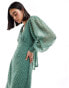 Y.A.S tie front maxi dress with cut out detail in green