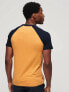 Superdry Cotton essential logo baseball t-shirt in ochre yellow marl/eclipse navy