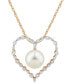 Фото #1 товара Honora cultured Freshwater Pearl & Diamond (3/8 ct. t.w.) Heart 18" Pendant Necklace in 14k Gold