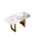 Фото #7 товара 63" Modern Artificial Stone Pandora White Curved Golden Metal Leg Dining Table -6 People