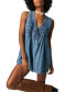 Фото #1 товара Women's Webster Pleated Sleeveless Cotton Denim Romper