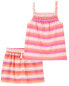 Фото #1 товара Baby 2-Piece Textured Smocked Tank & Jersey Skort Set 12M