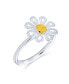 Delicate Tiny Two Tone Flower Daisy Ring For Teen For Women Thin 1MM Band 14K Gold Plated .925 Sterling Silver
