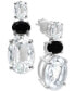 ფოტო #1 პროდუქტის White Quartz (11 ct. t.w.) & Onyx Three-Stone Drop Earrings in Sterling Silver