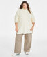 Plus Size Turtleneck Waffle-Knit Tunic Sweater, Created for Macy's
