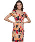 Women's Geo-Print Square-Neck Puff-Sleeve Maxi Dress