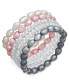 ფოტო #1 პროდუქტის 5-Pc. Set White, Pink & Gray Cultured Freshwater Baroque Pearl (7mm) and Rondel Crystal Stretch Bracelets