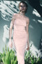 Knit dress with contrast tulle