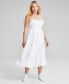Фото #1 товара Women's Cotton Corset Ruffled Sleeveless Midi Dress, Created for Macy's
