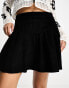 Violet Romance cord pleated mini skirt in black