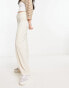 Bershka wide leg slouchy dad tailored trousers in cream