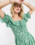 Фото #2 товара Reclaimed Vintage inspired puff sleeve midi dress in green floral