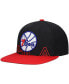 Фото #1 товара Men's Black, Red Philadelphia 76ers Hardwood Classics Low Big Face Snapback Hat