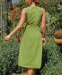 Фото #4 товара Women's Retro Lime Green Linen Sleeveless Cutout Midi Beach Dress