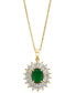 ფოტო #1 პროდუქტის EFFY® Emerald (1-1/2 ct. t.w.) & Diamond (1/5 ct. t.w.) Halo 18" Pendant Necklace in 14k Gold