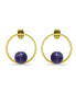 ფოტო #2 პროდუქტის 14K Gold Plated Multi Genuine Stone Circle Stud Earrings