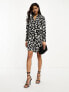 JDY wrap tie side satin mini dress in animal print