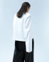 Фото #3 товара ASOS DESIGN cotton crew neck long sleeve top with shoulder pads in white