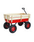 outdoor sport wagon tools cart wooden side panels air tires Wagon (red)