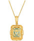 ფოტო #3 პროდუქტის Mint Julep Quartz (6-3/4 ct. t.w.) & Diamond (1/4 ct. t.w.) Halo Adjustable 20" Pendant Necklace in 14k Gold
