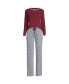 Women's Plus Size Knit Pajama Set Long Sleeve T-Shirt and Pants