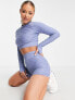 HIIT seamless booty short in textured dusky blue