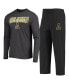 Men's Black and Heathered Charcoal Appalachian State Mountaineers Meter Long Sleeve T-shirt and Pants Sleep Set