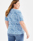 ფოტო #2 პროდუქტის Plus Size Printed Elbow-Sleeve Top, Created for Macy's