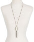 Фото #3 товара Lucky Brand silver-Tone Mother-of-Pearl-Look Beaded Lariat Necklace