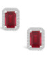 ფოტო #3 პროდუქტის Lab Grown Ruby (2-2/5 ct. t.w.) and Lab Grown Sapphire (1/4 ct. t.w.) Halo Studs in 10K White Gold