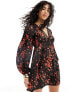 Фото #1 товара Wednesday's Girl blurred dot print satin smock dress in black and red