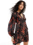 Wednesday's Girl blurred dot print satin smock dress in black and red