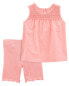 Фото #1 товара Baby 2-Piece Crochet Tank & Ribbed Lettuce Hem Bike Shorts Set 12M